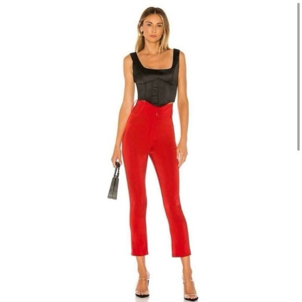 NWT Revolve NBD Satin Cigarette Pant in Red.